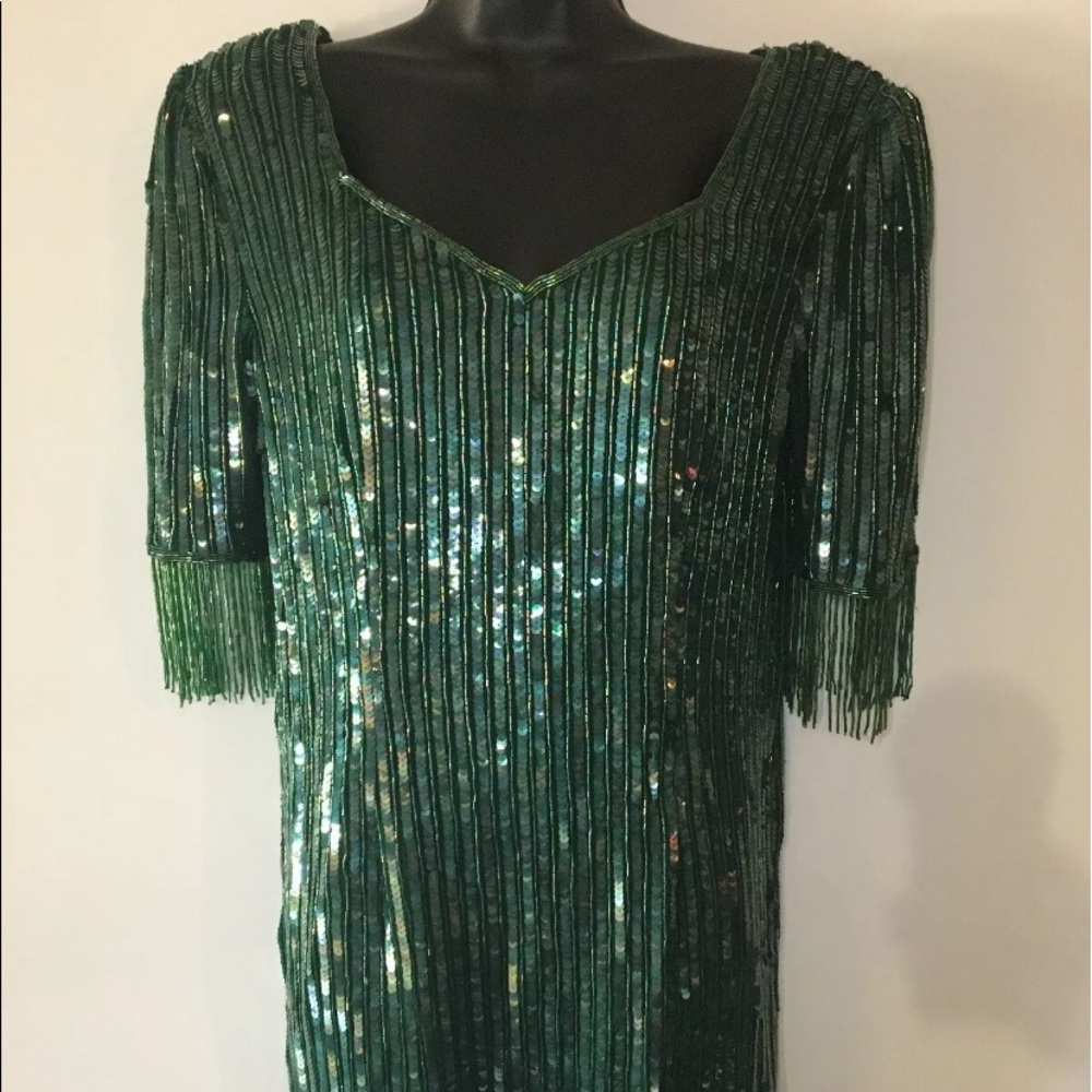Green Shiny Women’s Dress Jennifer by KVM Elegant
